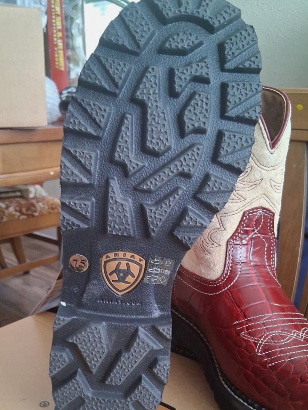 Ariat Fat Baby Boots Womens 7.5 B Red Alligator Print Cowgirl Western 14709 Y2K - Picture 6 of 6